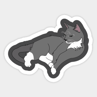 Gray and White Tuxedo Cat Sticker